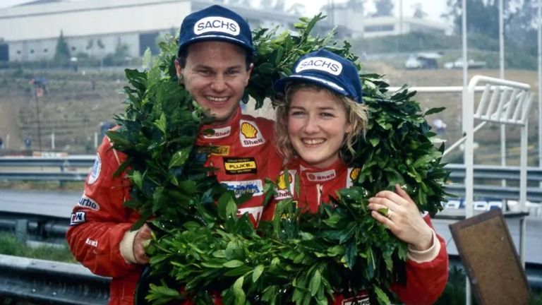 Kenneth and Susann Hansen celebrate Susann's first ERA 1400 Cup victory in 1994