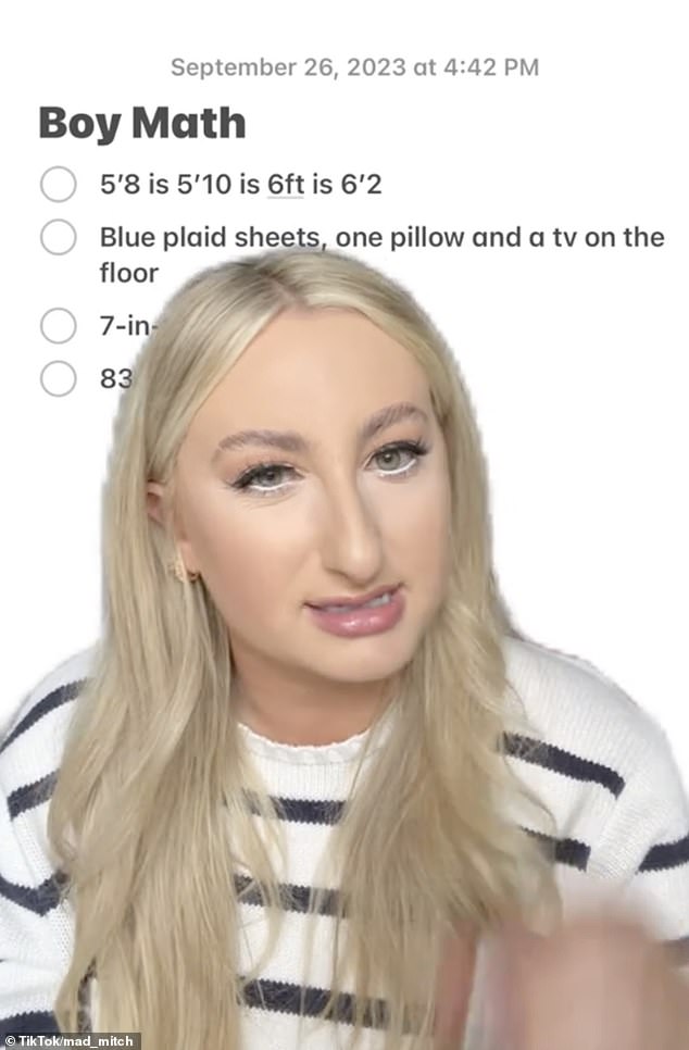 The influencer, known as @mads_mnitch on TikTok, claimed that men often round up their height in an attempt to attract women's attention.