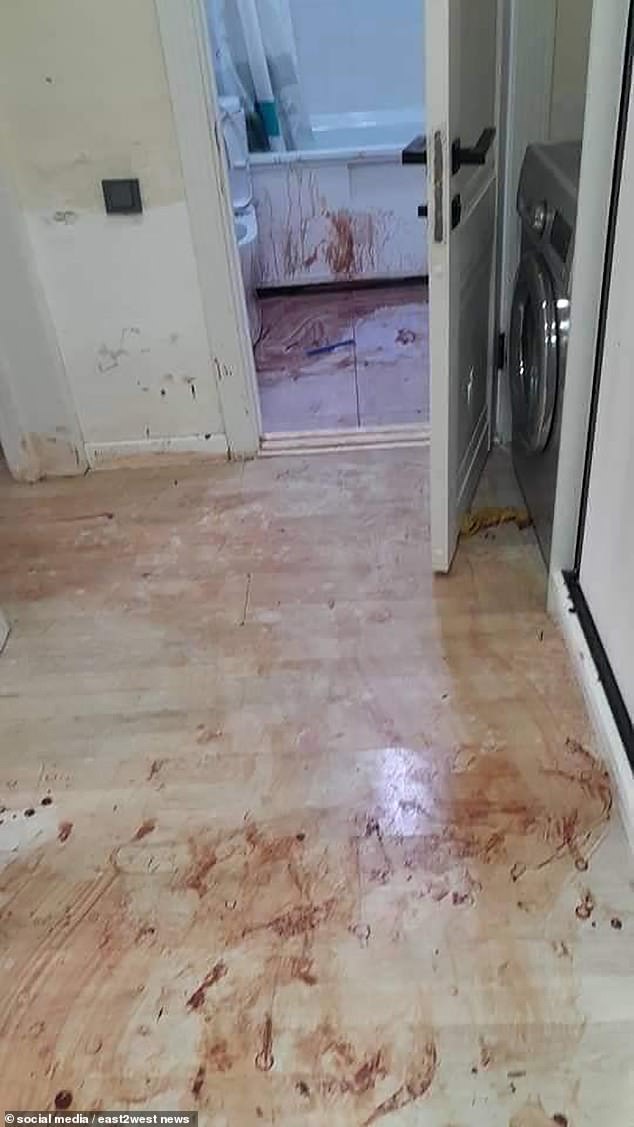 Blood was seen on the floor of the family's home after Asel was attacked by her ex-husband