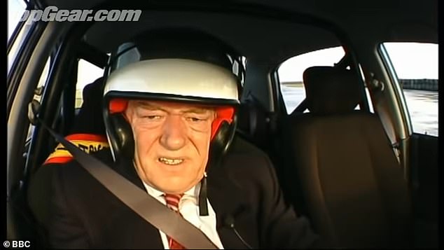 Fans have since been sharing their favorite moments of the legendary actor, including a clip from his 2002 Top Gear appearance when he almost crashed (pictured)