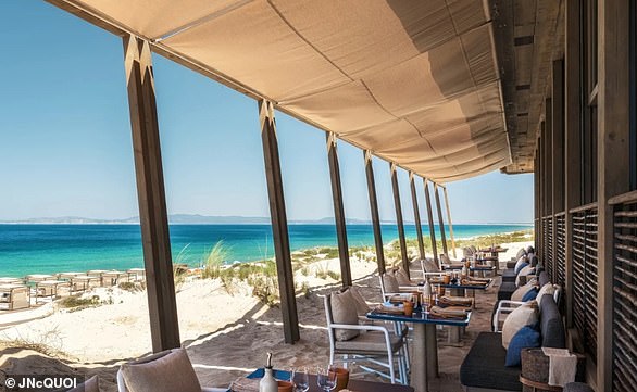 Complementing JNCQUOI's restaurant is a cabana beach bar and sunbeds, exuding an atmosphere of Ibiza or St. Tropez