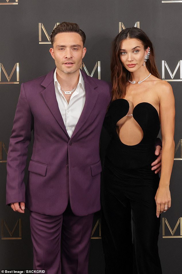 Starring: Ed Westwick and Amy Jackson looked striking at the event