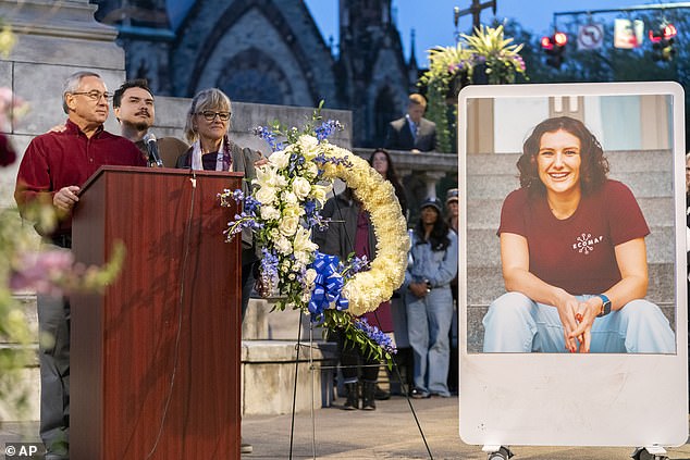 Members of LaPere's family spoke Wednesday at the vigil in honor of the slain entrepreneur