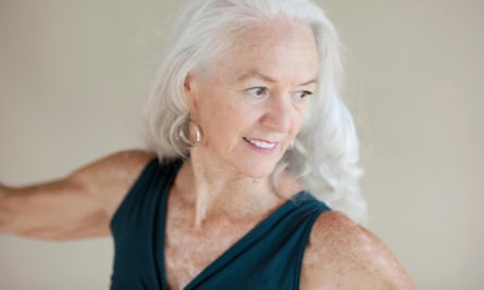 Portrait of a beautiful aging senior yoga woman.