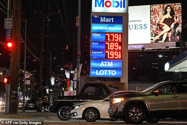 A gas station in Los Angeles charged as much as $7.79 per gallon on Thursday