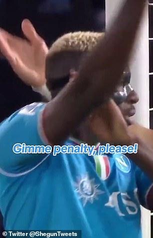 Napoli posted videos to their TikTok that appeared to mock Osimhen for calling for a penalty in Sunday's goalless draw against Bologna