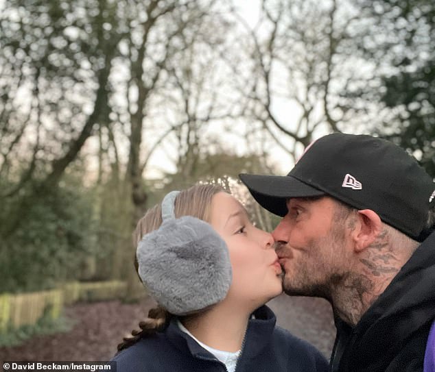 Kiss: In January last year, David again shared an image of himself kissing then 10-year-old Harper on the lips, after which he was criticized