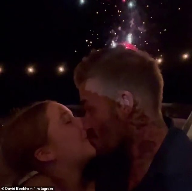 Celebration: On New Year's Day 2020, David shared a photo showing him kissing Harper as they enjoyed a fireworks show and wished fans a Happy New Year