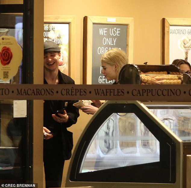 Late night treat: The pair popped into a cafe for ice cream to end the night