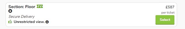 Resale: Meanwhile, third-party resale tickets have already increased in value for the 29-day tour, with people selling tickets for almost £600 via the online marketplace