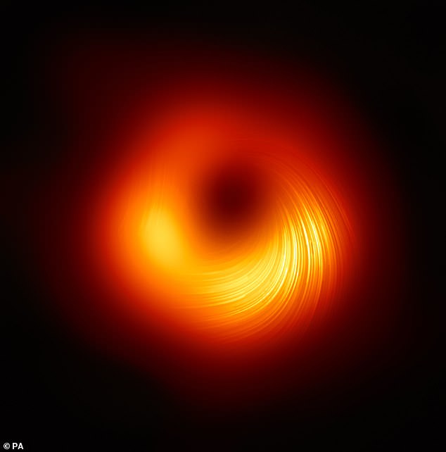 Stunning: The supermassive black hole M87 was captured four years ago by the Event Horizon Telescope (EHT) and described as a fluffy orange 'doughnut' (pictured), but was renamed a 'skinny ring' when the image was enhanced by artificial intelligence