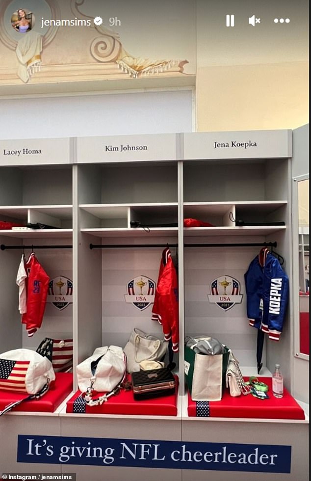 Brooks Koepka's wife Jena shared a photo of their dressing room on her Instagram story