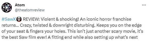 Due to the film's 'twisted and downright disturbing' pitfalls, fans are calling the tenth installment 'brutally gory as ever'