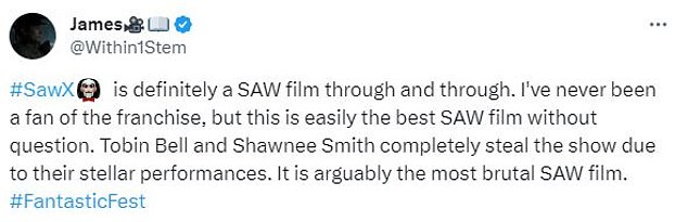 One user dropped a review of Saw