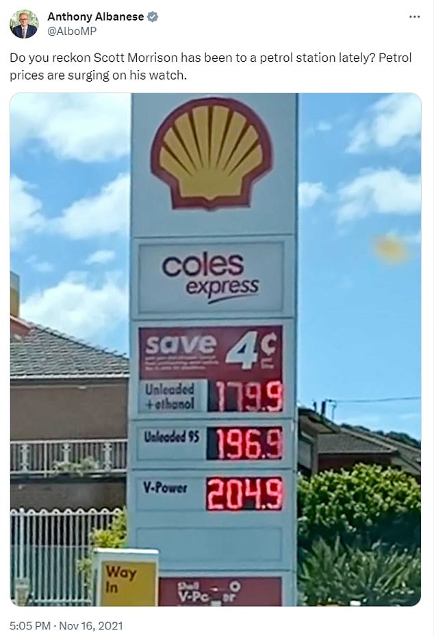 In 2021, Anthony Albanese took a smug swipe at then Prime Minister Scott Morrison over petrol prices, which were significantly lower than they are now