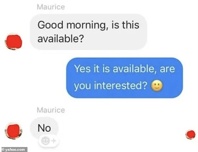 Sale of the century!  Maurice went to the Facebook marketplace to ask if there were any items available for no reason