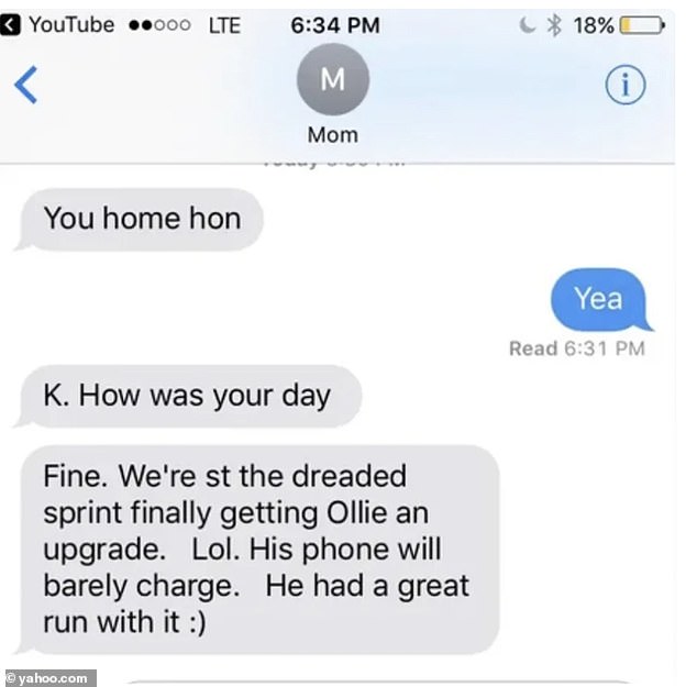 One-way conversation!  In another hilarious photo, a US mom got confused and replied to her own text message she sent to her daughter