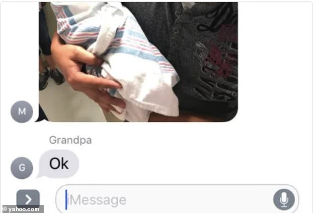 A woman shared that her aunt had given birth and decided to share a photo of the newborn with her grandfather, but received this disappointing response