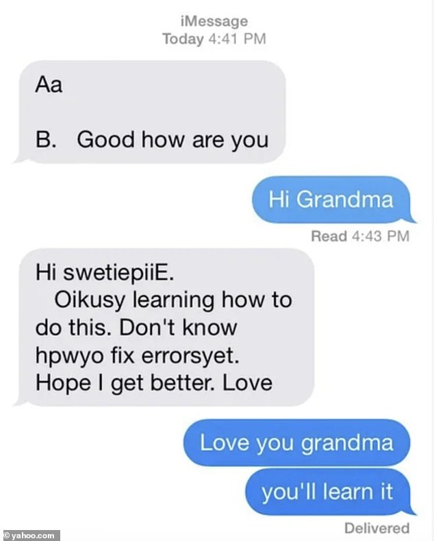 An adorable grandmother tried her best to text her grandchild, but things didn't go according to plan