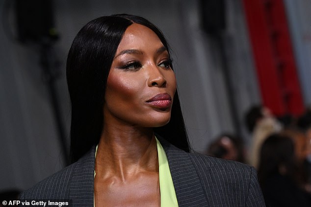 Looking good: Naomi wore lots of makeup for the show to ensure she looked glamorous for the evening