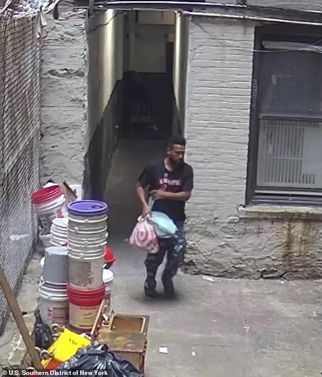 Felix Herrera Garcia was pictured fleeing the Divino Niño daycare center with two full shopping bags as children lay poisoned inside