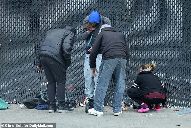 Many had raw, gaping wounds that needed urgent medical attention.  And there were needles, syringes and trash on the sidewalks