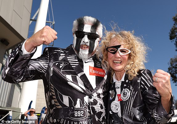 MELBOURNE, AUSTRALIA - SEPTEMBER 30: Fans arrive for the 2023 AFL Grand Final match between Collingwood Magpies and Brisbane Lions at Melbourne Cricket Ground, on September 30, 2023, in Melbourne, Australia.  (Photo by Robert Cianflone/AFL Photos/via Getty Images)