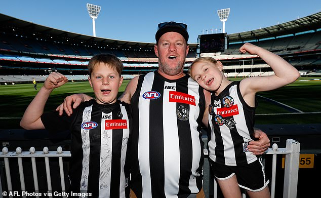 Collingwood ($1.75) is a slight favorite ahead of Brisbane ($2.10) heading into the decider (pictured, a family of Magpies fans)