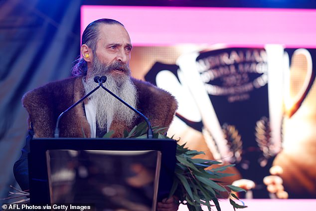 Uncle Colin Hunter Jr.  is pictured performing the Welcome to Country during the 2023 AFL Grand Final parade on Friday