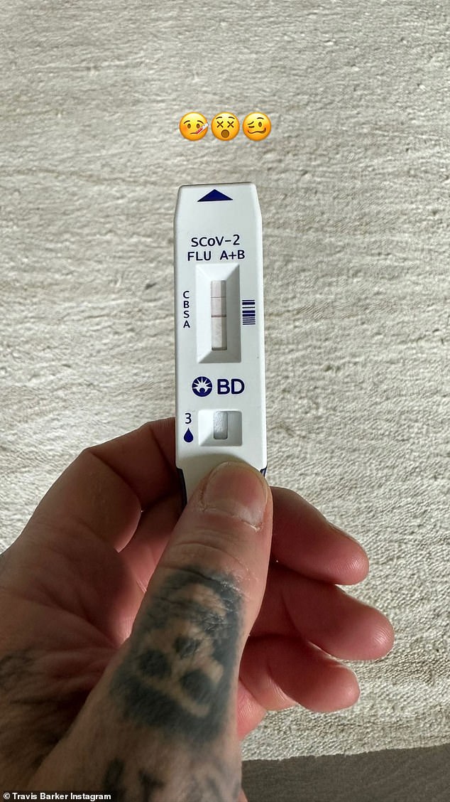 Positive: Barker informed his Instagram fans and followers last week that he tested positive for COVID-19 with a photo of a testing device he posted to X (formerly Twitter)