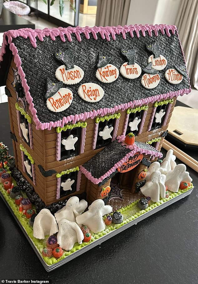 Due date approaching: Barker and Kardashian are expected to add their son's name to the top of this spooky Halloween house sometime between October and December