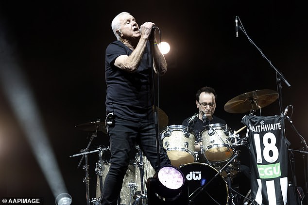 The 74-year-old took to the stage to perform before the highly anticipated match between the Brisbane Lions and Collingwood Football Club