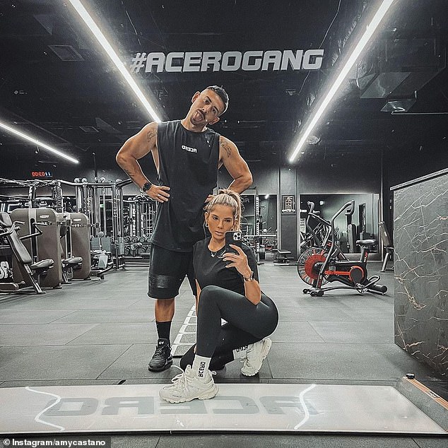 Although the co-owners of the ACERO gyms are no longer together, they remain friends and continue to run their fitness empire together.  Jono and Amy Castano pictured