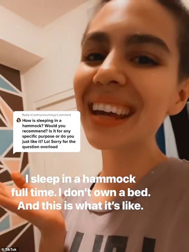 The Colorado-based content creator gave viewers a behind-the-scenes look at her bedtime routine, which sees her resting in a hammock