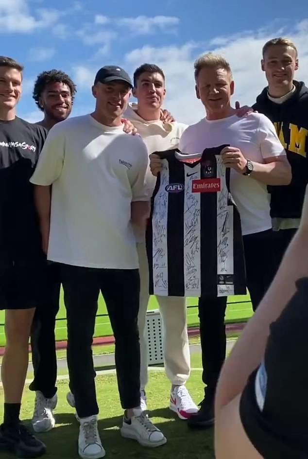 The celebrity chef and staff from Hell's Kitchen visited the AFL club in Melbourne this year