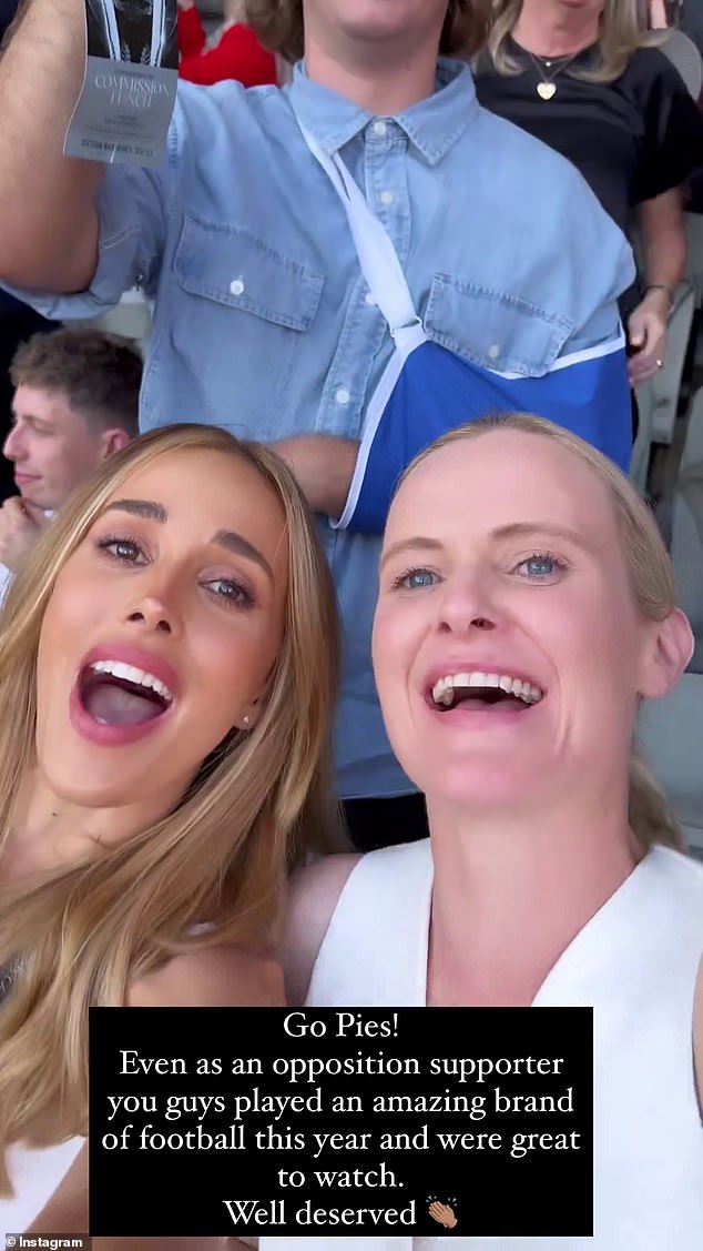 'Go pies!  Even as an opposition supporter you played fantastic football this year and were great to watch.  Well deserved,” Bec captioned a video posted to Instagram