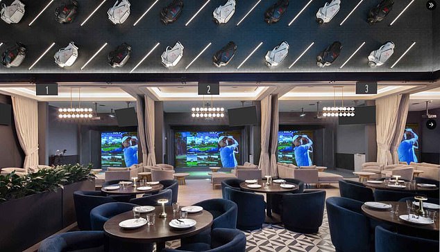 Located in New York's Midtown, the golf-themed bar features full swing simulators