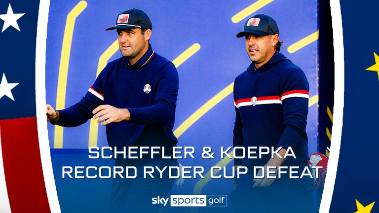 Scottie Scheffler and Brooks Koepka were defeated 9&7 by Viktor Hovland and Ludvig Aberg in Saturday's foursome at the Ryder Cup in Rome, a record defeat in the competition