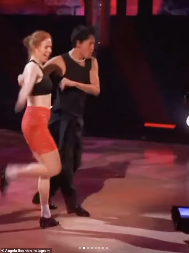 Gruelling: She added a few clips from the couples training for their upcoming jive performance