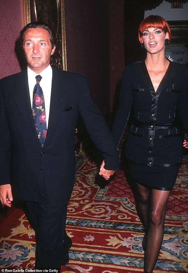 Gérald Marie (left) with his first wife, Canadian supermodel Linda Evangelista (right), now 58, who said last week that he abused her during their five-year marriage, which ended in divorce in 1993