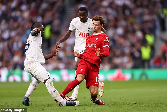 Curtis Jones was sent off for the Reds against Tottenham after a high challenge on Yves Bissouma in the first half