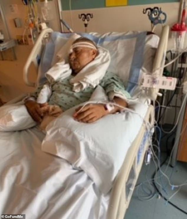 Officer Carlos Yanez is seen paralyzed in a hospital bed after being shot during a traffic stop