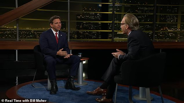 Maher (right) grilled DeSantis, 45, about his uphill battle to win the GOP primary during the latest episode of Real Time with Bill Maher, which aired Friday