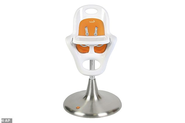 More than 85,000 highchairs sold at retailers such as Target and Toys 'R' Us have been recalled after reports of 20 falls.  Pictured: The recalled Boon Flair Eliter high chair