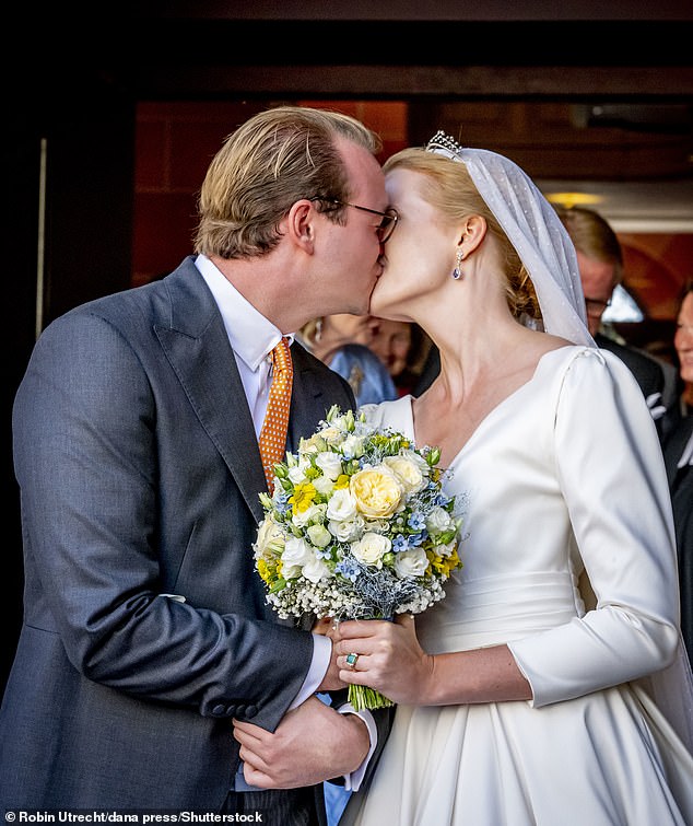 The religious wedding of Hereditary Prince Ludwig of Loewenstein-Wertheim-Freudenberg and Helene of Pezold in the Stiftskirche in Wertheim, Germany,