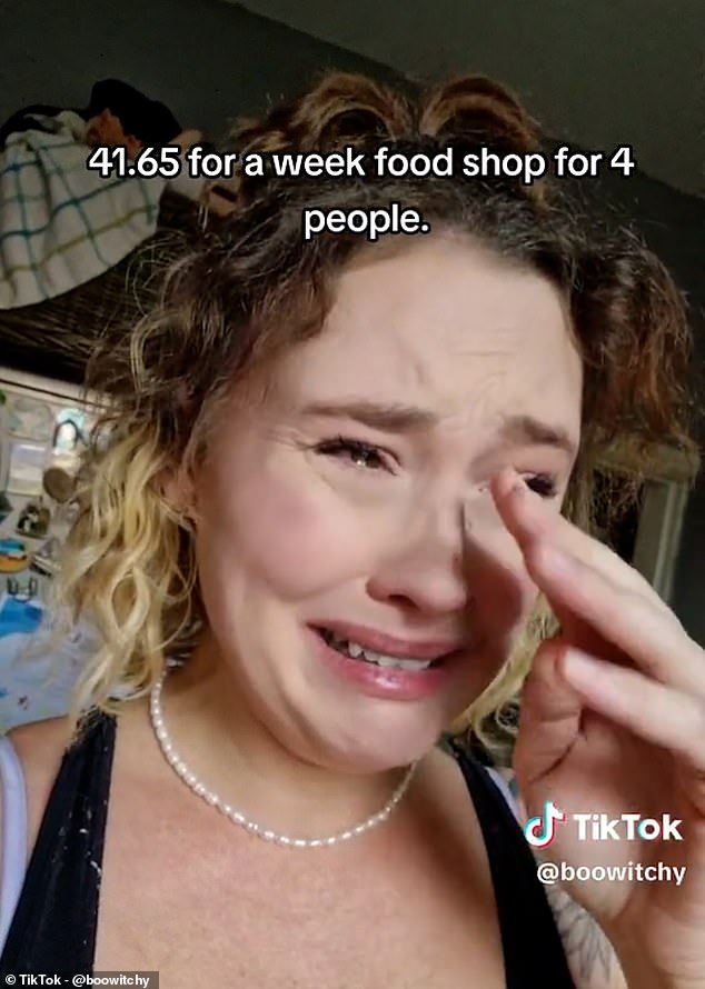 Beth Nelson (pictured) struggled to recant the story of being unable to pay for her family's groceries.  She told viewers she had to 'run home to cry'