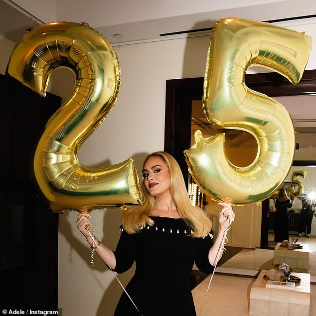 Gorgeous: Adele, 35, took to Instagram on Sunday to celebrate being halfway through her second residency