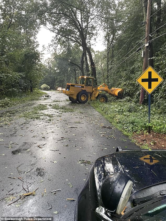 Storm damage was also seen in Boxborough, Massachusetts, where high winds snapped several tree limbs