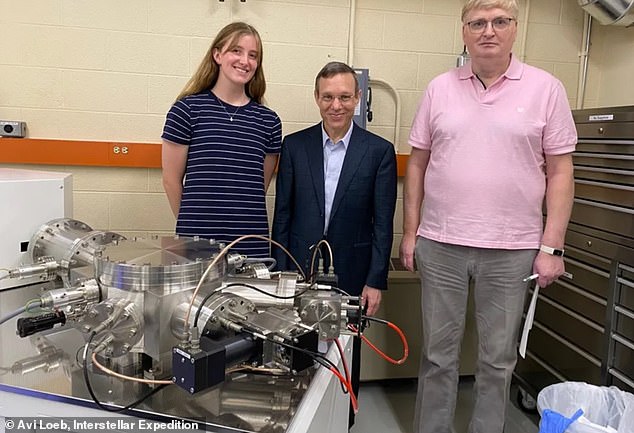 The compositional analysis of the spheres was performed by Stein Jacobsen (right) and his cosmochemistry lab team at Harvard University.  Center is Avi Loeb and left is Sophie Bergstrom