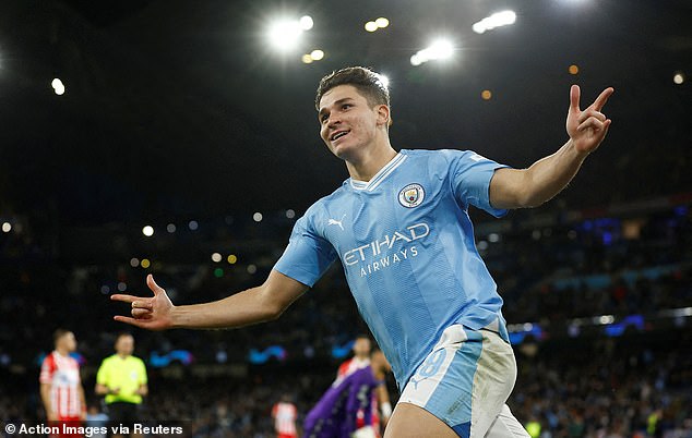 Julian Alvarez scored twice for Man City in their Champions League win over Red Star Belgrade